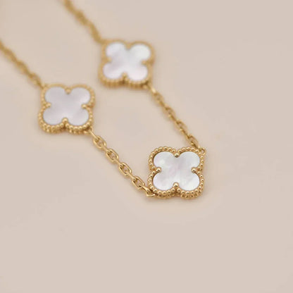 [Avelora]LUCKY CLOVER 5-MOTIF BRACELET - WHITE MOTHER-OF-PEARL COLLECTION