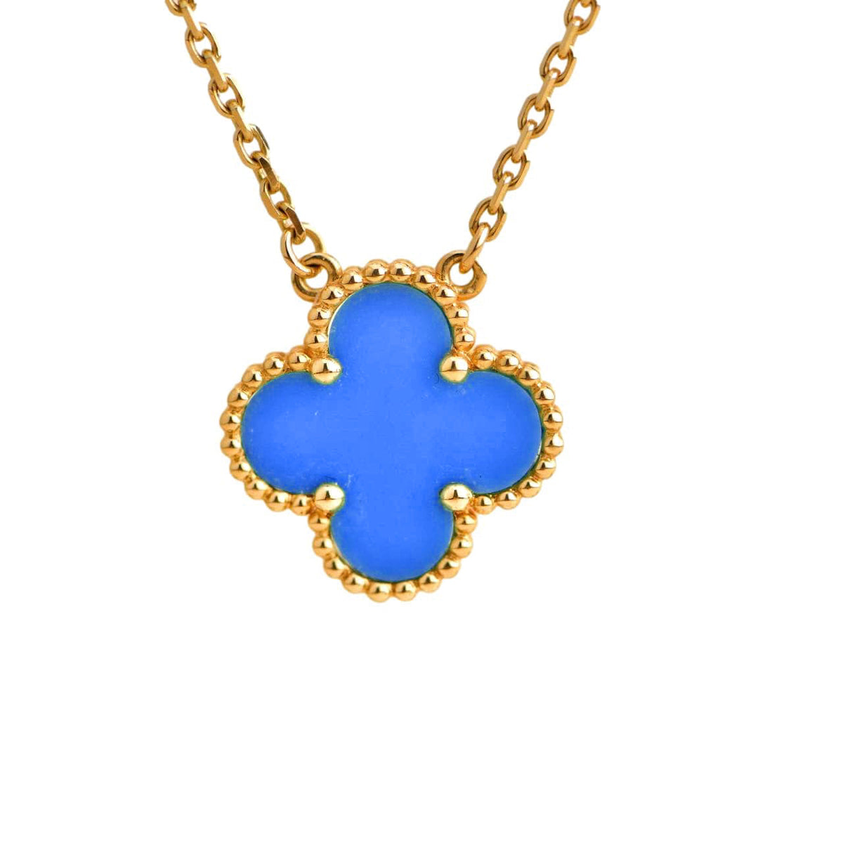 [Avelora Jewelry ]CLOVER 15MM BLUE AGATE NECKLACE