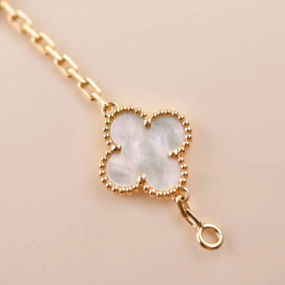 [Avelora]LUCKY CLOVER 5-MOTIF BRACELET - WHITE MOTHER-OF-PEARL COLLECTION