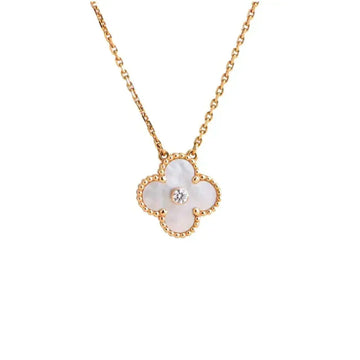 [Avelora Jewelry ]CLOVER 15MM DIAMOND WHITE FRITILLARIA NECKLACE