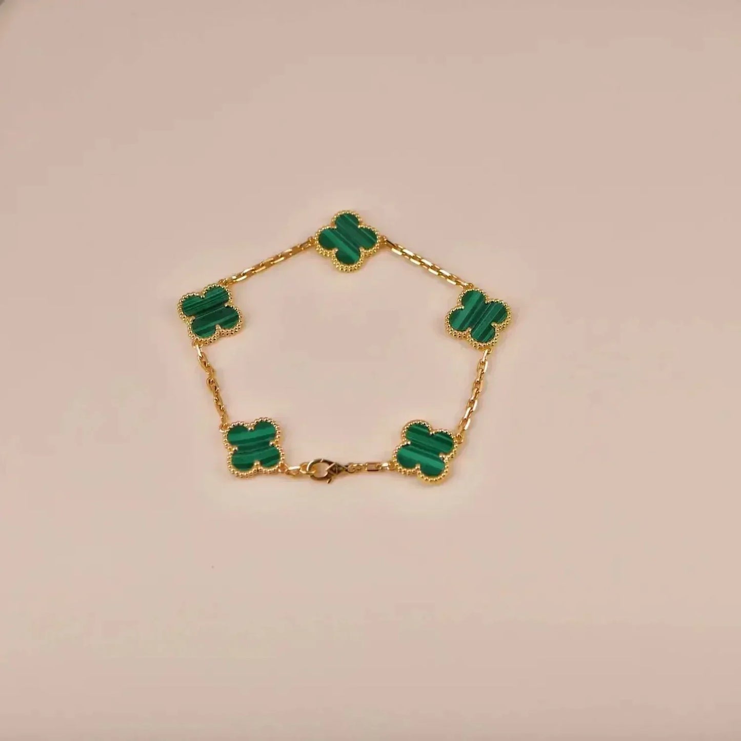 [Avelora]LUCKY CLOVER 5-MOTIF BRACELET - MALACHITE COLLECTION