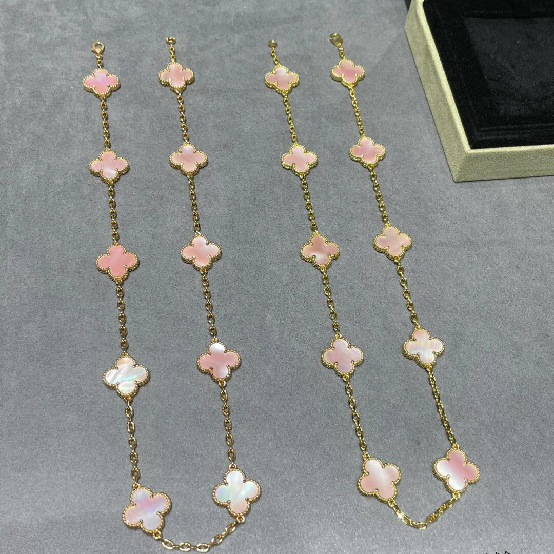 [Avelora Jewelry ]CLOVER 10 MOTIFS PINK MOP NECKLACE
