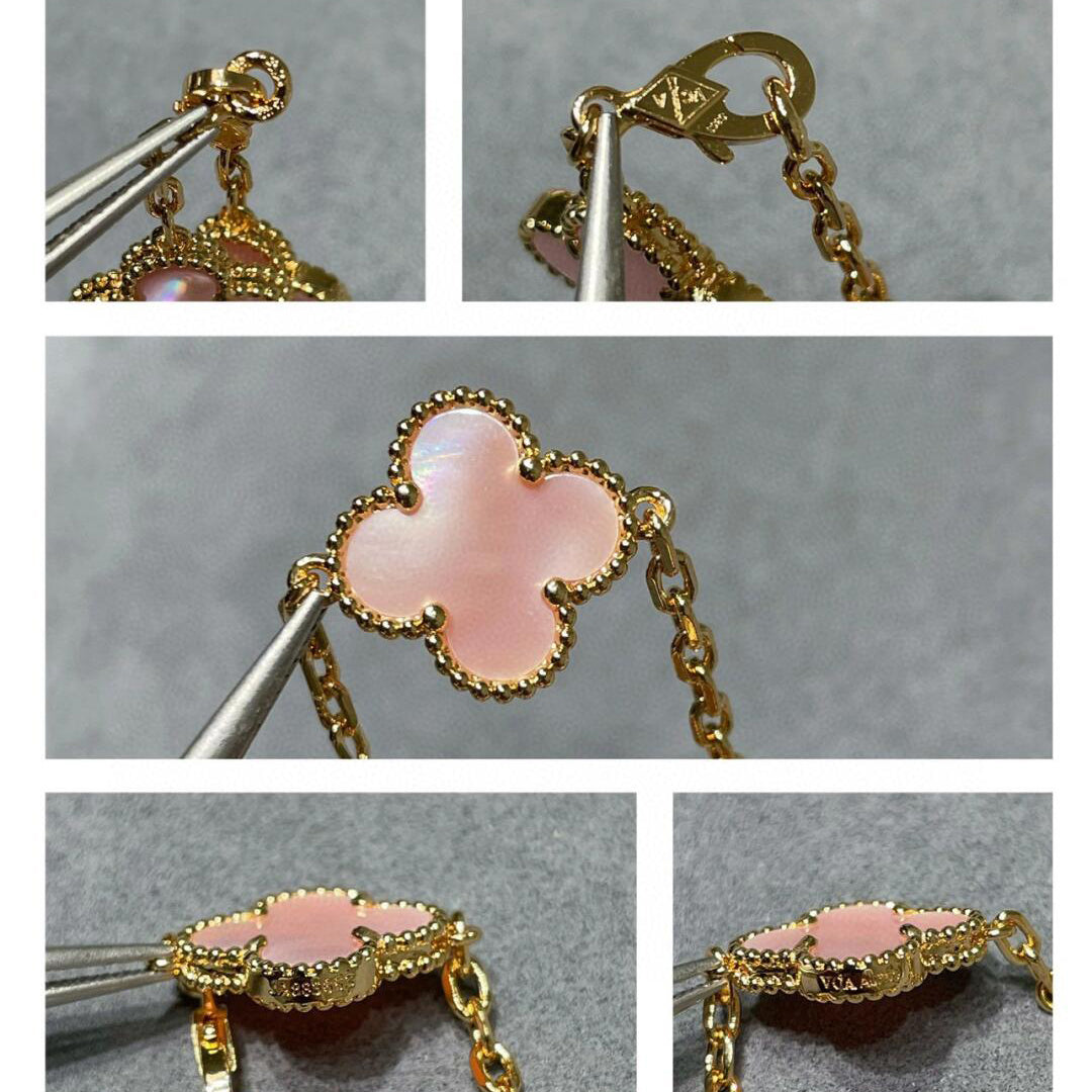[Avelora Jewelry ]CLOVER 10 MOTIFS PINK MOP NECKLACE