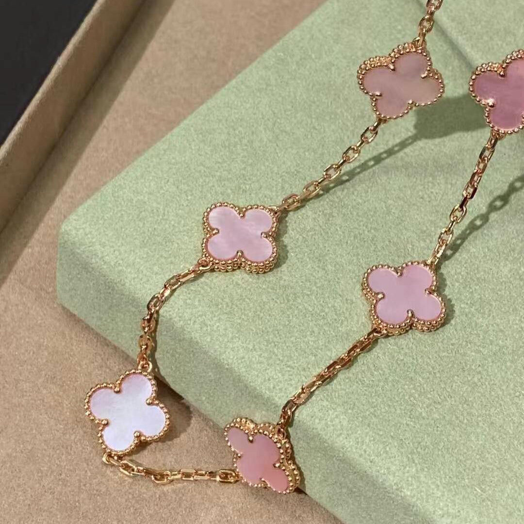 [Avelora Jewelry ]CLOVER 10 MOTIFS PINK MOP NECKLACE