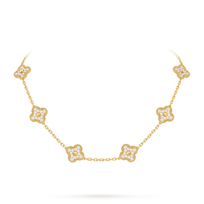 [Avelora]CLASSIC LUCKY 10-MOTIF CLOVER NECKLACE GOLD COLLECTION
