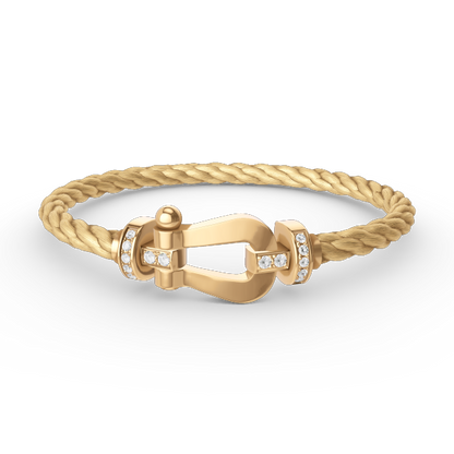 [Avelora]FORCE LARGE HORSESHOE HALF DIAMOND BRACELET - GOLD