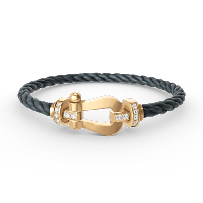 [Avelora]FORCE LARGE HORSESHOE HALF DIAMOND BRACELET - GOLD