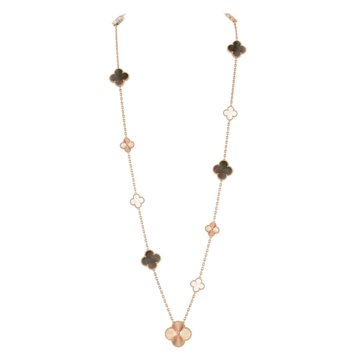 [Avelora]DETACHABLE 15-MOTIF CLOVER STATEMENT SET - GREY MOTHER-OF-PEARL & LASER