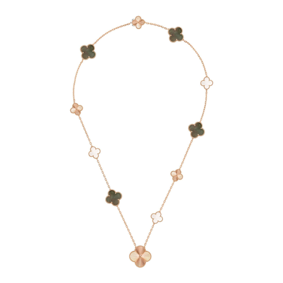 [Avelora Jewelry ]DETACHABLE CLOVER 15(11+4) FLOWER ROSE GOLD NECKLACE SET