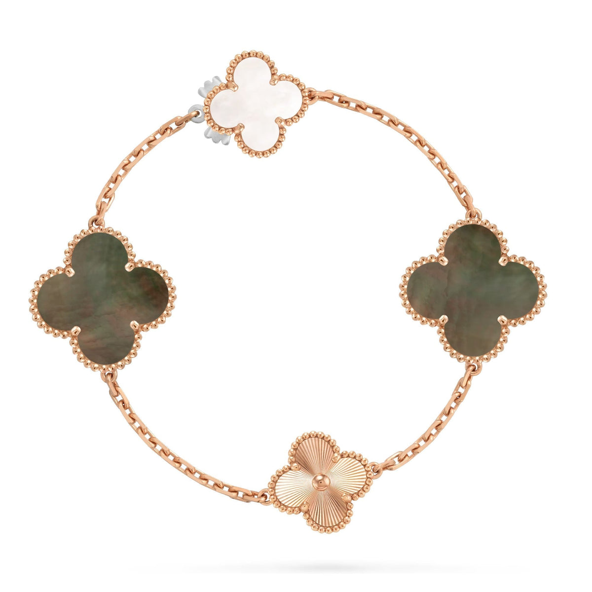 [Avelora Jewelry ]DETACHABLE CLOVER 15(11+4) FLOWER ROSE GOLD NECKLACE SET