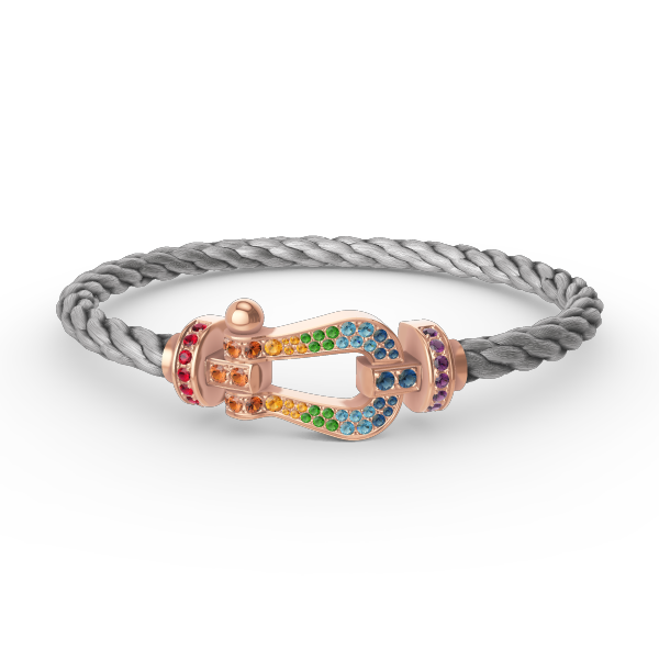 [Avelora]FORCE LARGE HORSESHOE COLORED DIAMOND BRACELET - ROSE GOLD