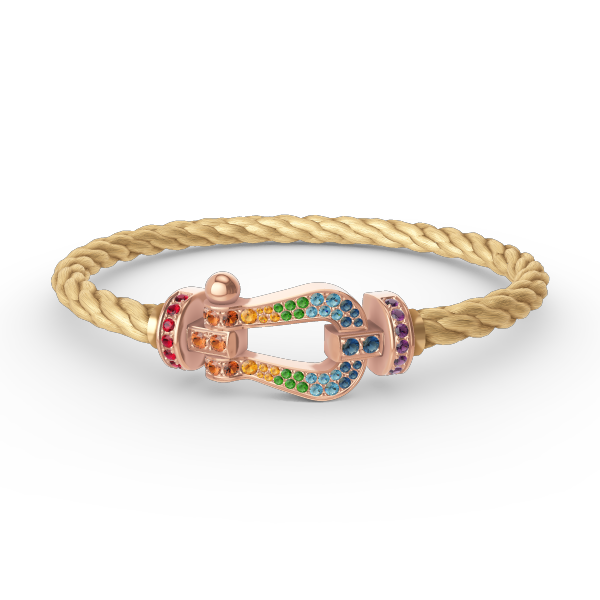 [Avelora]FORCE LARGE HORSESHOE COLORED DIAMOND BRACELET - ROSE GOLD