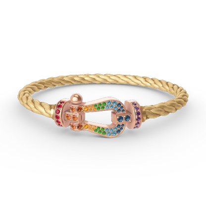 [Avelora]FORCE LARGE HORSESHOE COLORED DIAMOND BRACELET - ROSE GOLD