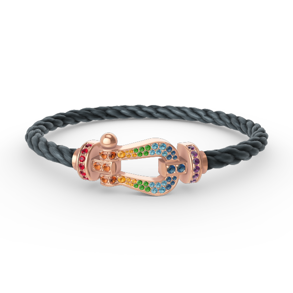 [Avelora]FORCE LARGE HORSESHOE COLORED DIAMOND BRACELET - ROSE GOLD