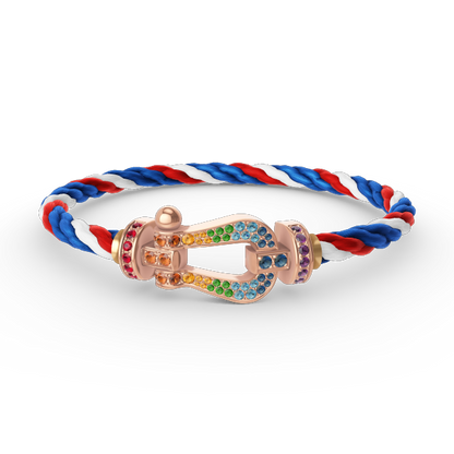[Avelora]FORCE LARGE HORSESHOE COLORED DIAMOND BRACELET - ROSE GOLD