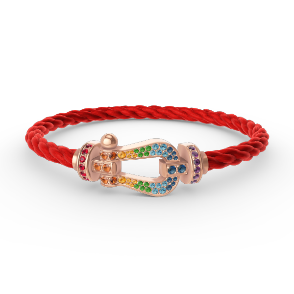 [Avelora]FORCE LARGE HORSESHOE COLORED DIAMOND BRACELET - ROSE GOLD