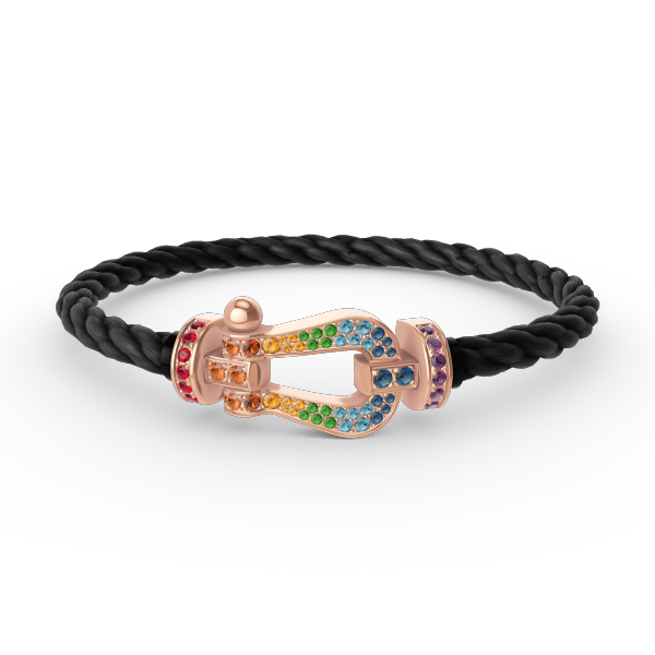 [Avelora]FORCE LARGE HORSESHOE COLORED DIAMOND BRACELET - ROSE GOLD