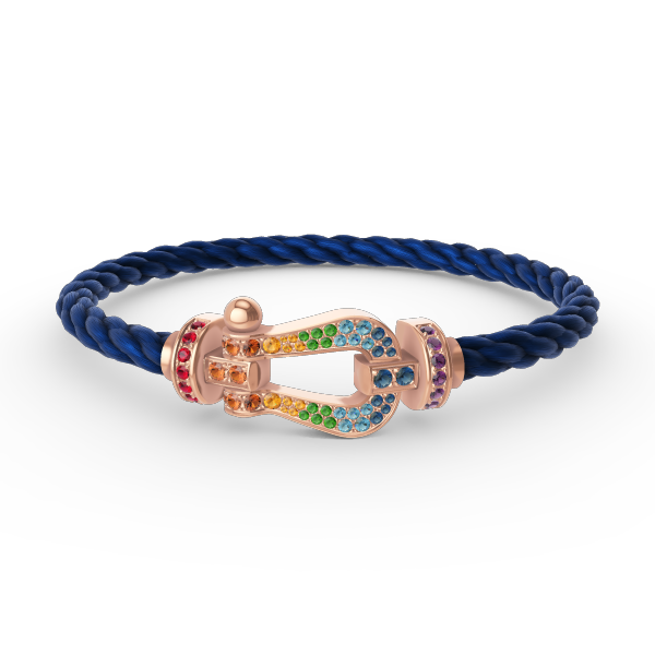 [Avelora]FORCE LARGE HORSESHOE COLORED DIAMOND BRACELET - ROSE GOLD