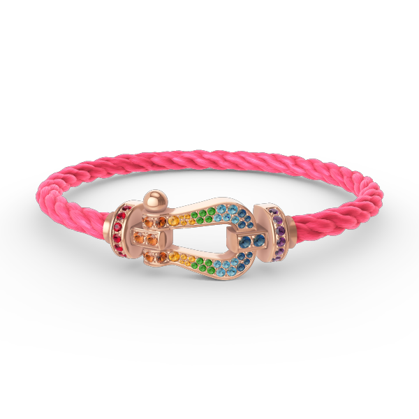 [Avelora]FORCE LARGE HORSESHOE COLORED DIAMOND BRACELET - ROSE GOLD