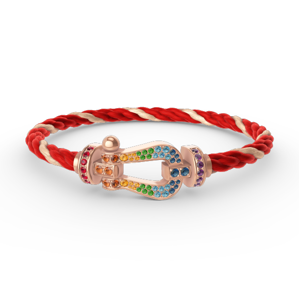 [Avelora]FORCE LARGE HORSESHOE COLORED DIAMOND BRACELET - ROSE GOLD