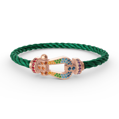 [Avelora]FORCE LARGE HORSESHOE COLORED DIAMOND BRACELET - ROSE GOLD