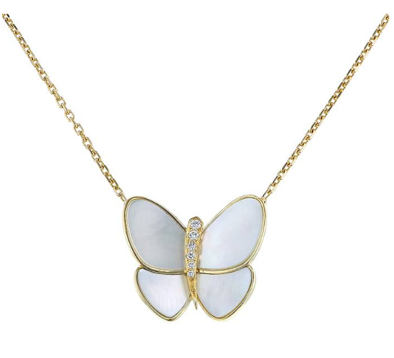 [Avelora Jewelry ]BUTTERFLY GOLD MOP DIAMOND NECKLACE