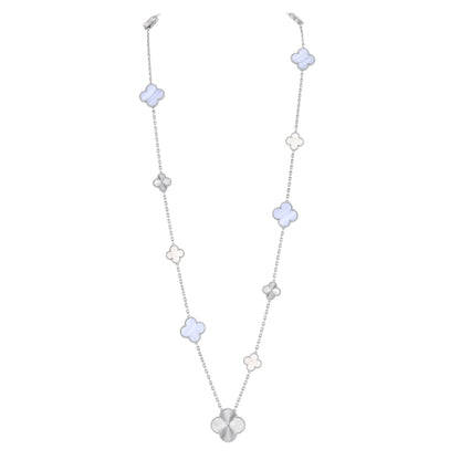 [Avelora]DETACHABLE 15-MOTIF CLOVER STATEMENT SET - PURPLE CHALCEDONY & LASER