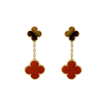 [Avelora Jewelry ]CLOVER  2 MOTIF  TIGER EYE CARNELIAN EARRINGS