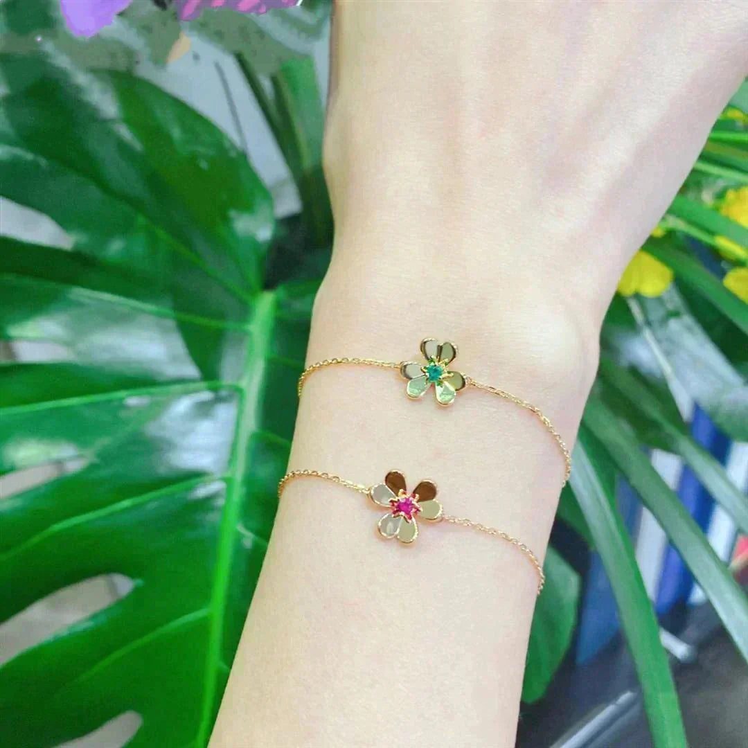 [Avelora Jewelry ]FRIVOLE GOLD FLOWER PINK MALACHITE BRACELET