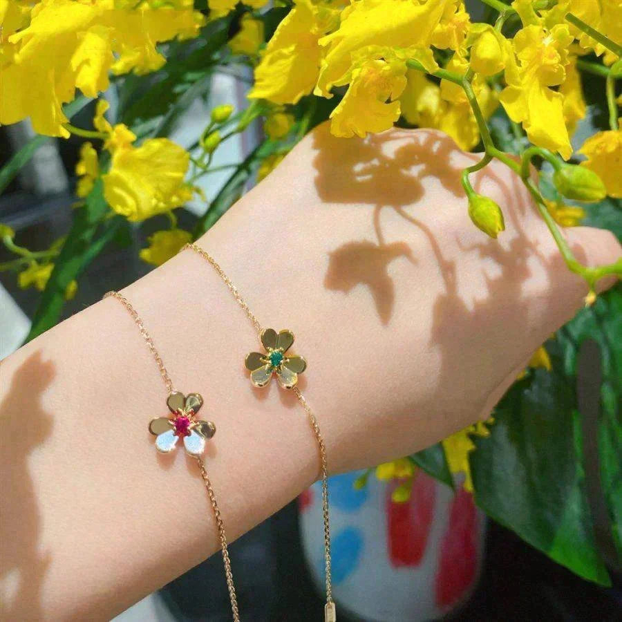 [Avelora Jewelry ]FRIVOLE GOLD FLOWER PINK MALACHITE BRACELET