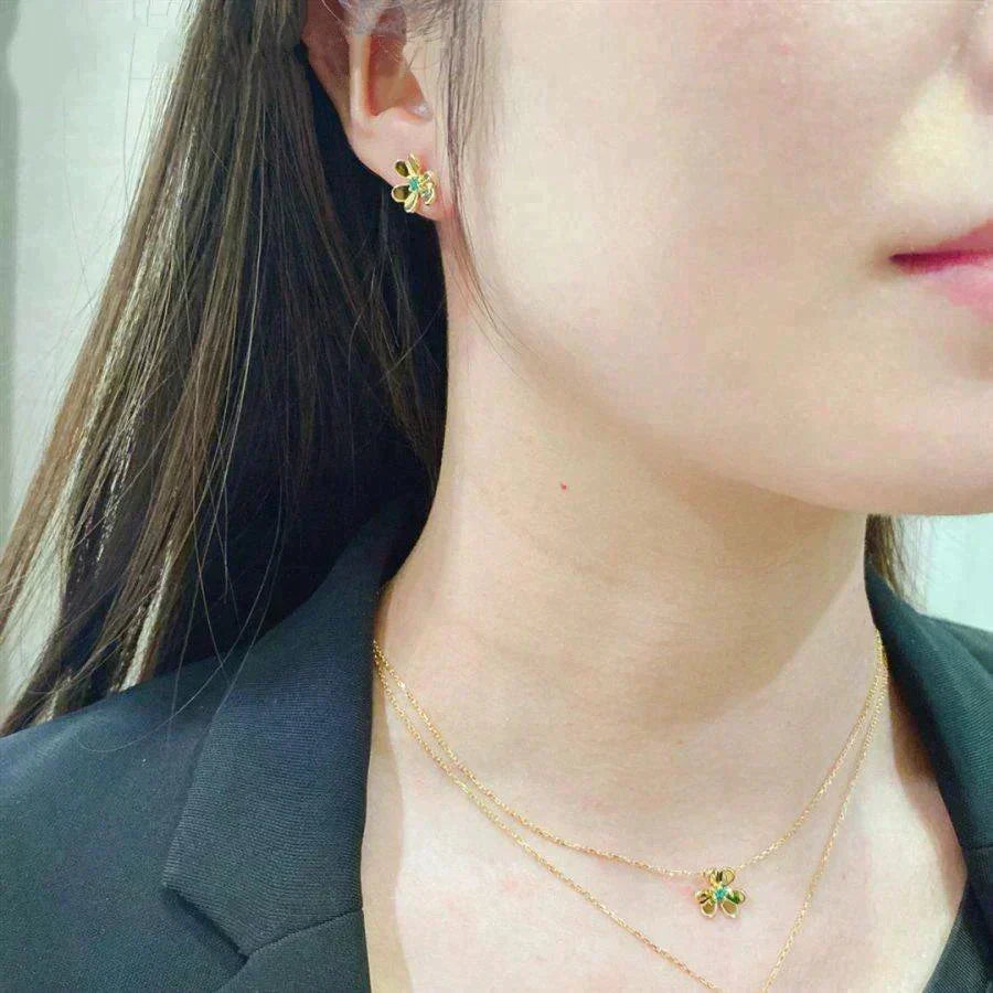 [Avelora Jewelry ]FRIVOLE  FLOWER MALACHITE EARRINGS