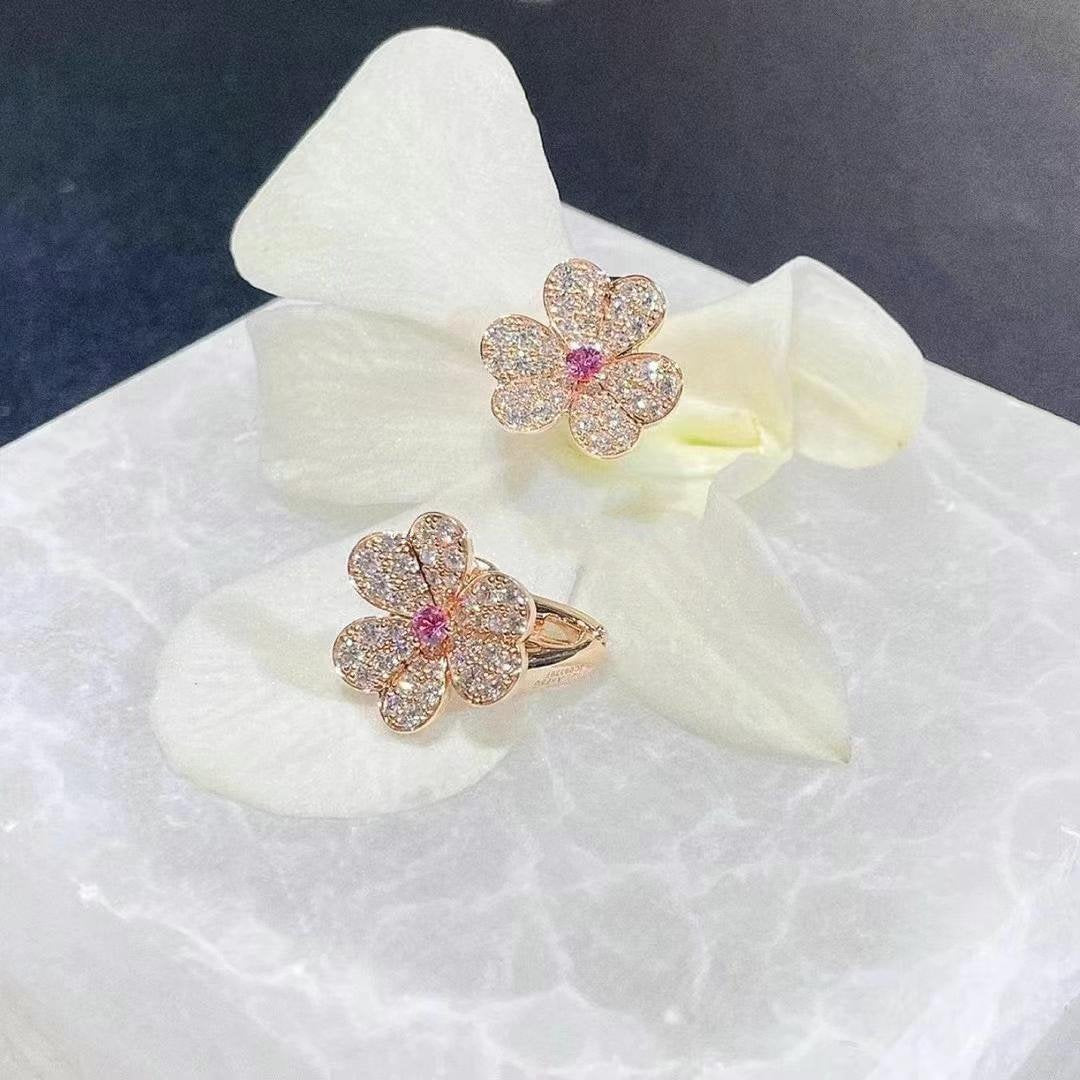[Avelora Jewelry ]FRIVOLE PINK GOLD FLOWER DIAMOND EARRINGS