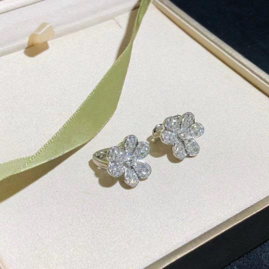 [Avelora Jewelry ]FRIVOLE SILVER FLOWER DIAMOND EARRINGS