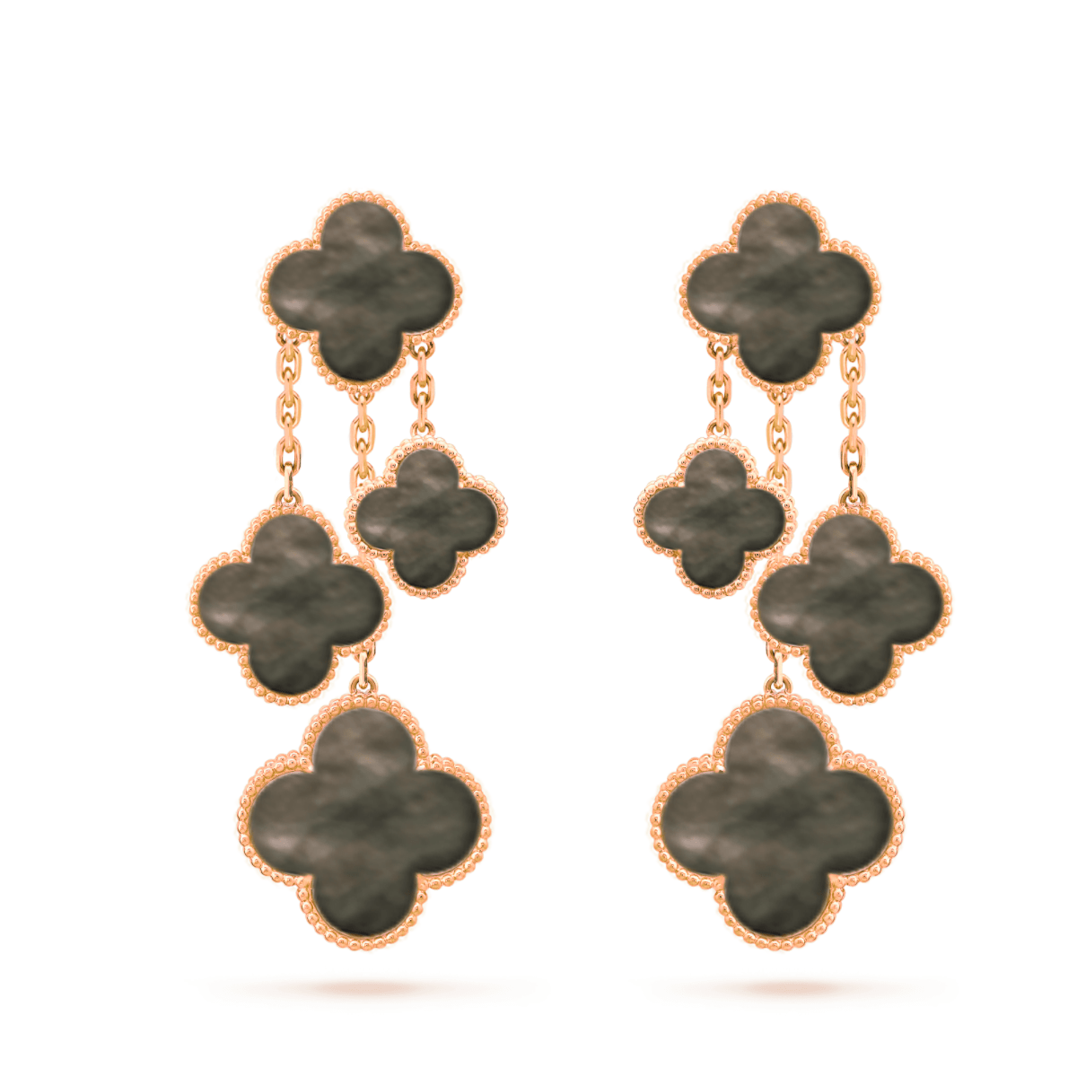 [Avelora Jewelry ]CLOVER EARRINGS DARK MOP 4 MOTIFS ROSE GOLD