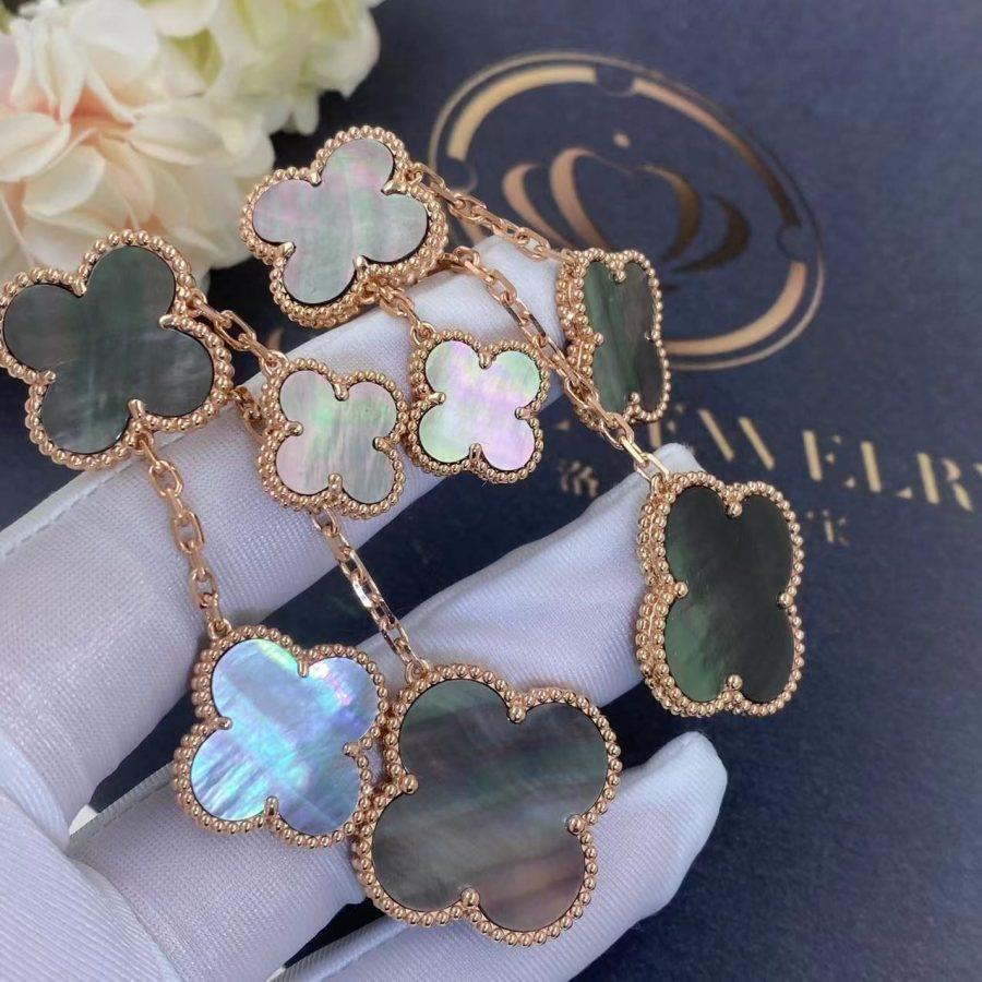 [Avelora Jewelry ]CLOVER EARRINGS DARK MOP 4 MOTIFS ROSE GOLD