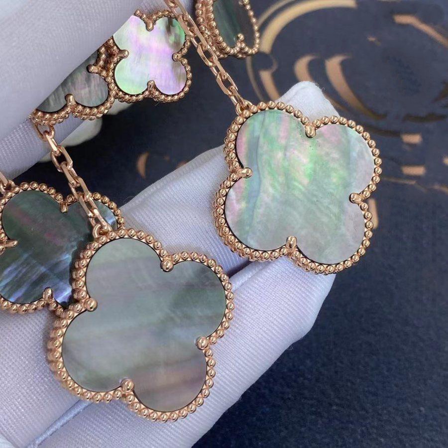 [Avelora Jewelry ]CLOVER EARRINGS DARK MOP 4 MOTIFS ROSE GOLD