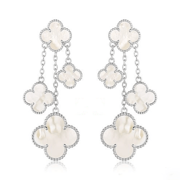 [Avelora Jewelry ]CLOVER EARRINGS WHITE MOP 4 MOTIFS SILVER