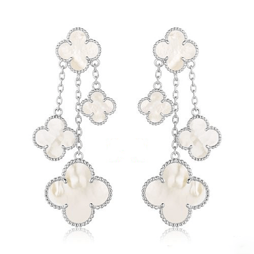 [Avelora Jewelry ]CLOVER EARRINGS WHITE MOP 4 MOTIFS SILVER