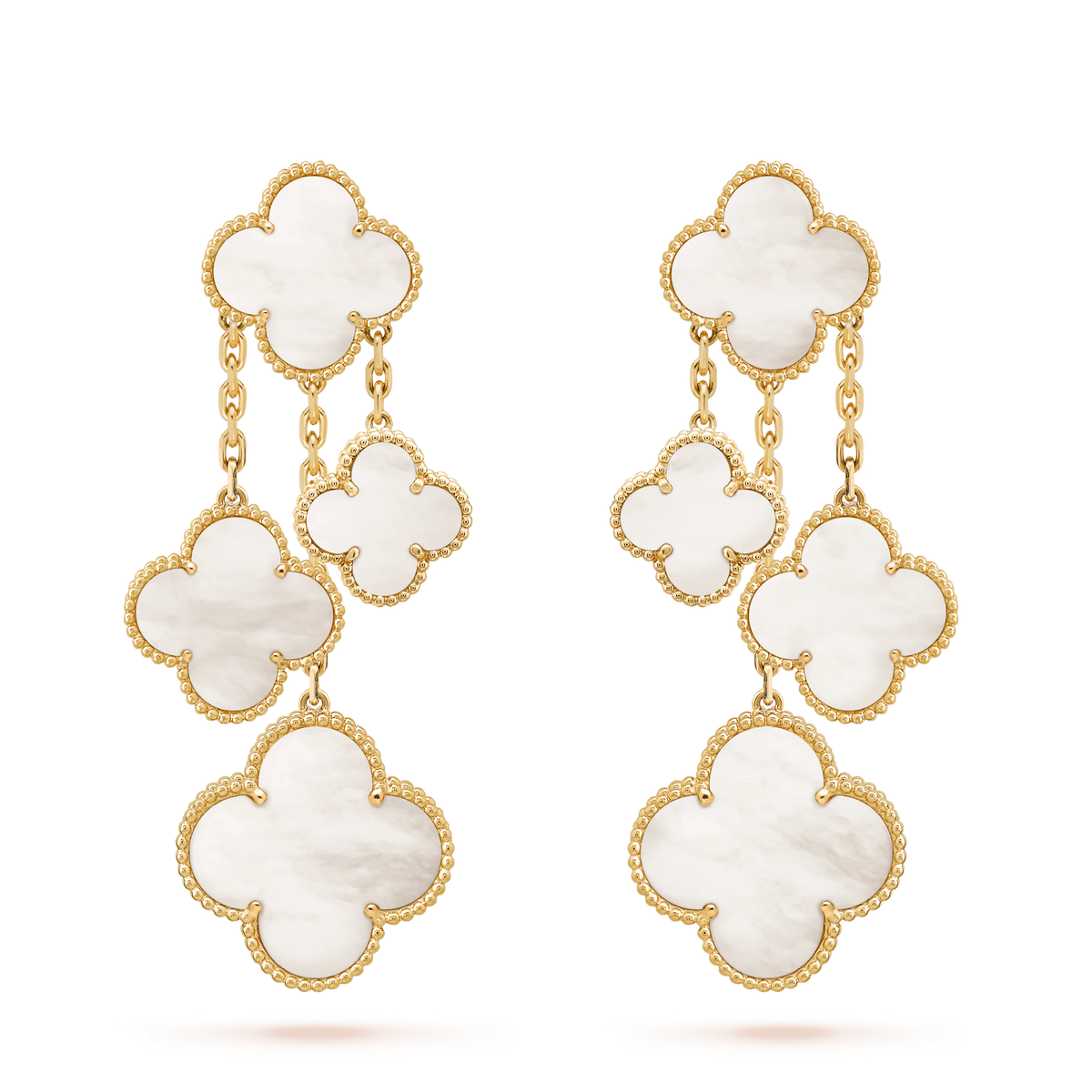 [Avelora Jewelry ]CLOVER EARRINGS WHITE MOP 4 MOTIFS GOLD