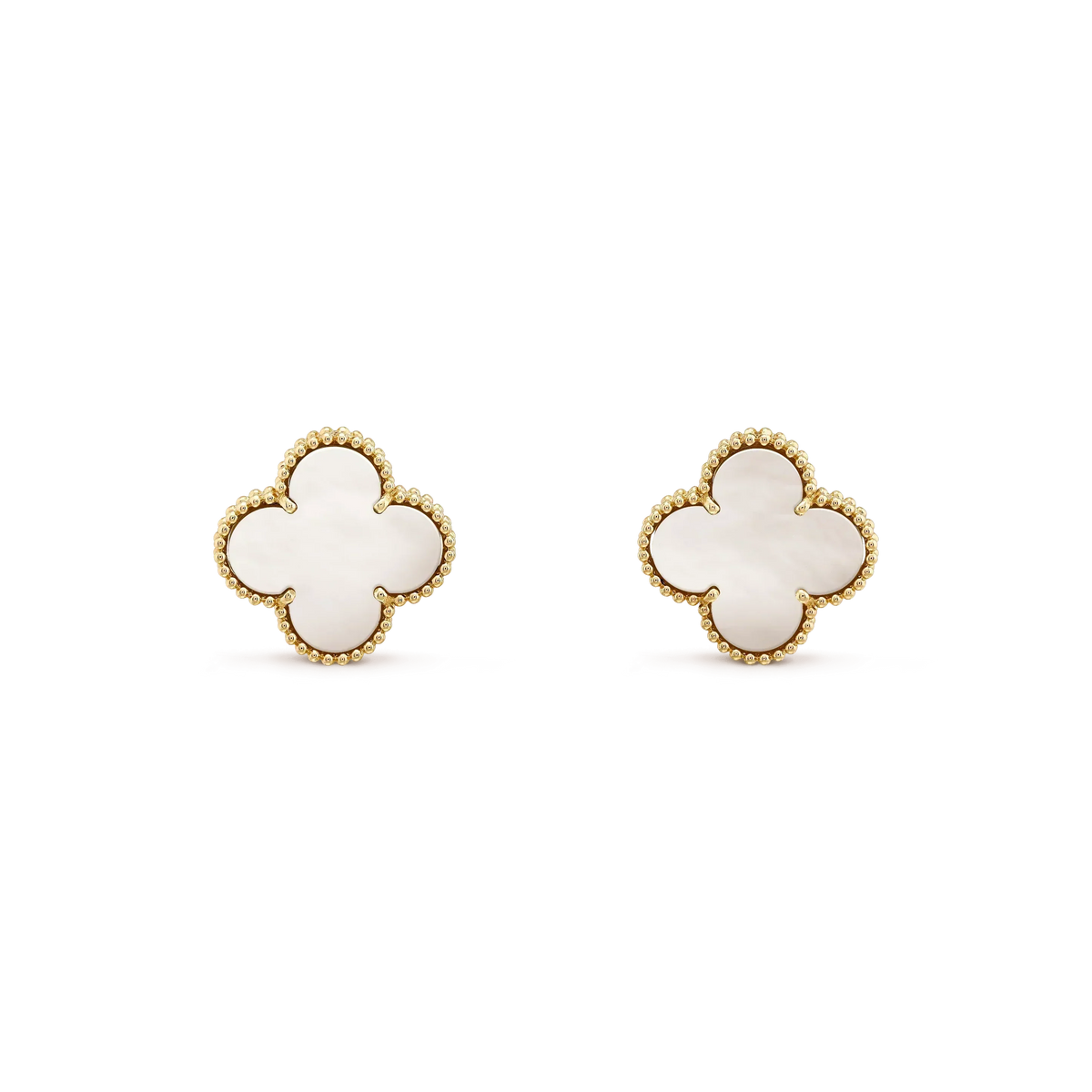 [Avelora Jewelry ]CLOVER MEDIUM 1 MOTIFS  WHITE MOP STUD EARRINGS