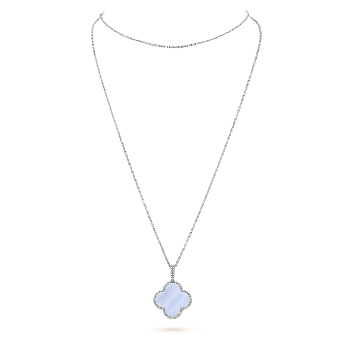[Avelora Jewelry ]CLOVER SILVER CHALCEDONY BIG CLOVER NECKLACE