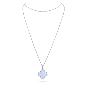 [Avelora Jewelry ]CLOVER SILVER CHALCEDONY BIG CLOVER NECKLACE