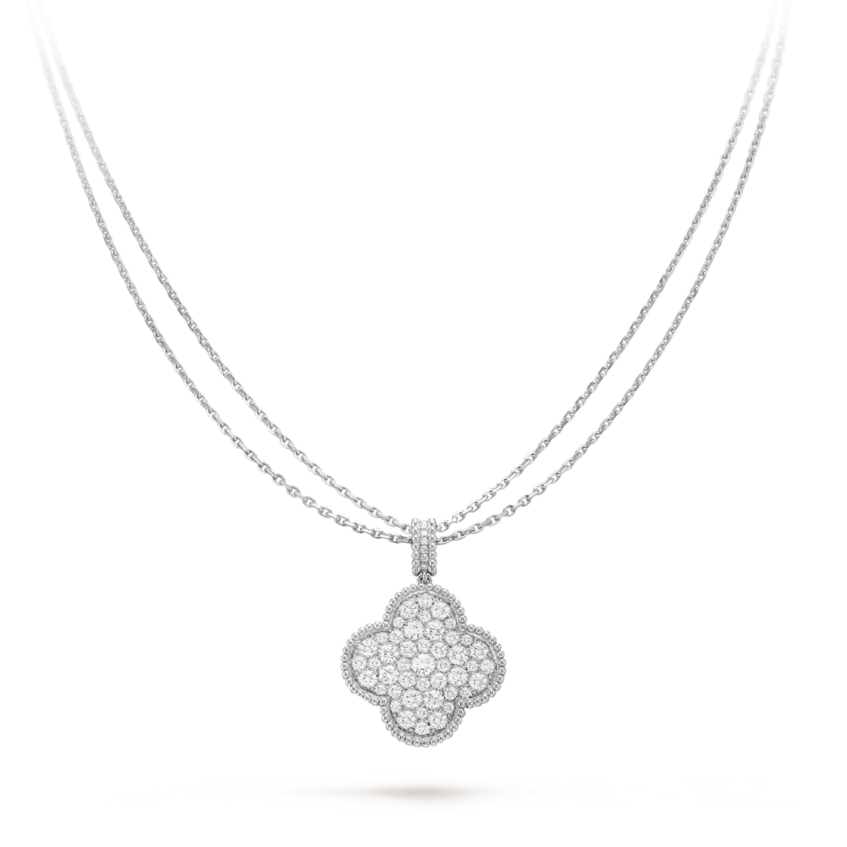 [Avelora Jewelry ]CLOVER 25MM SILVER FULL DIAMOND BIG CLOVER NECKLACE