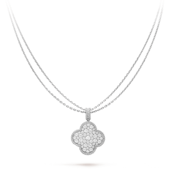 [Avelora Jewelry ]CLOVER 25MM SILVER FULL DIAMOND BIG CLOVER NECKLACE