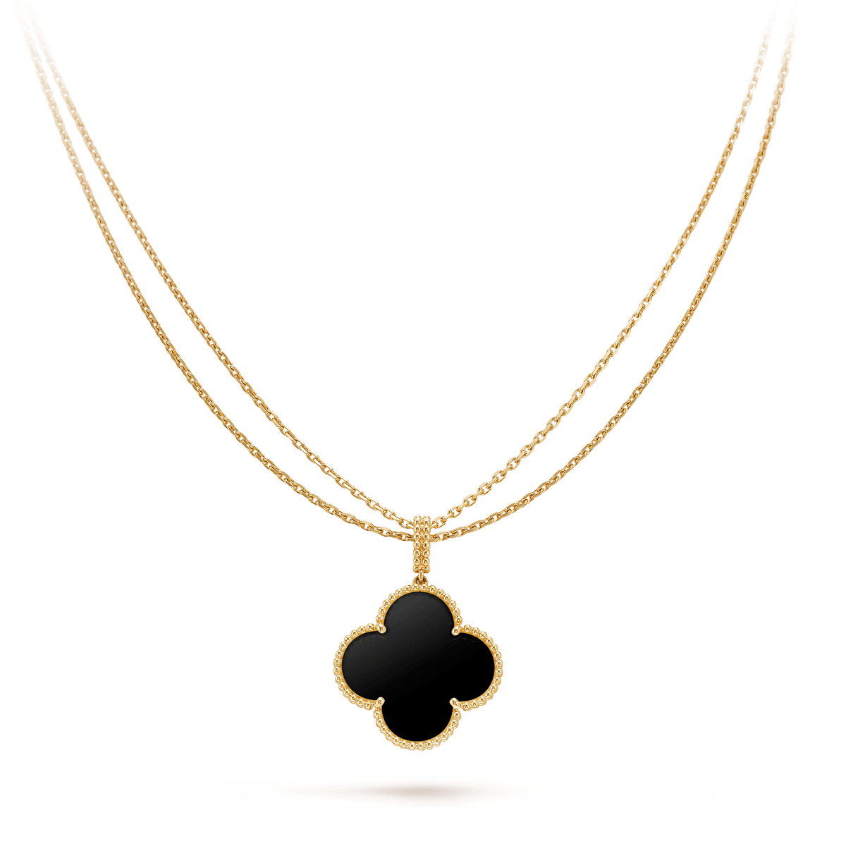 [Avelora Jewelry ]CLOVER 25MM GOLD ONYX BIG CLOVER NECKLACE