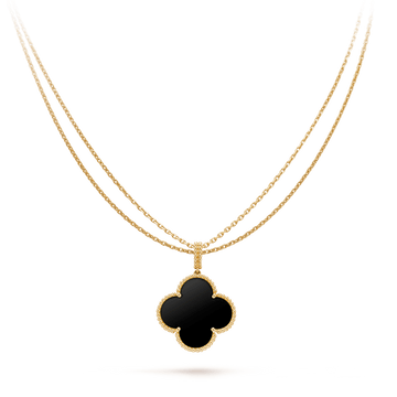 [Avelora Jewelry ]CLOVER 25MM GOLD ONYX BIG CLOVER NECKLACE