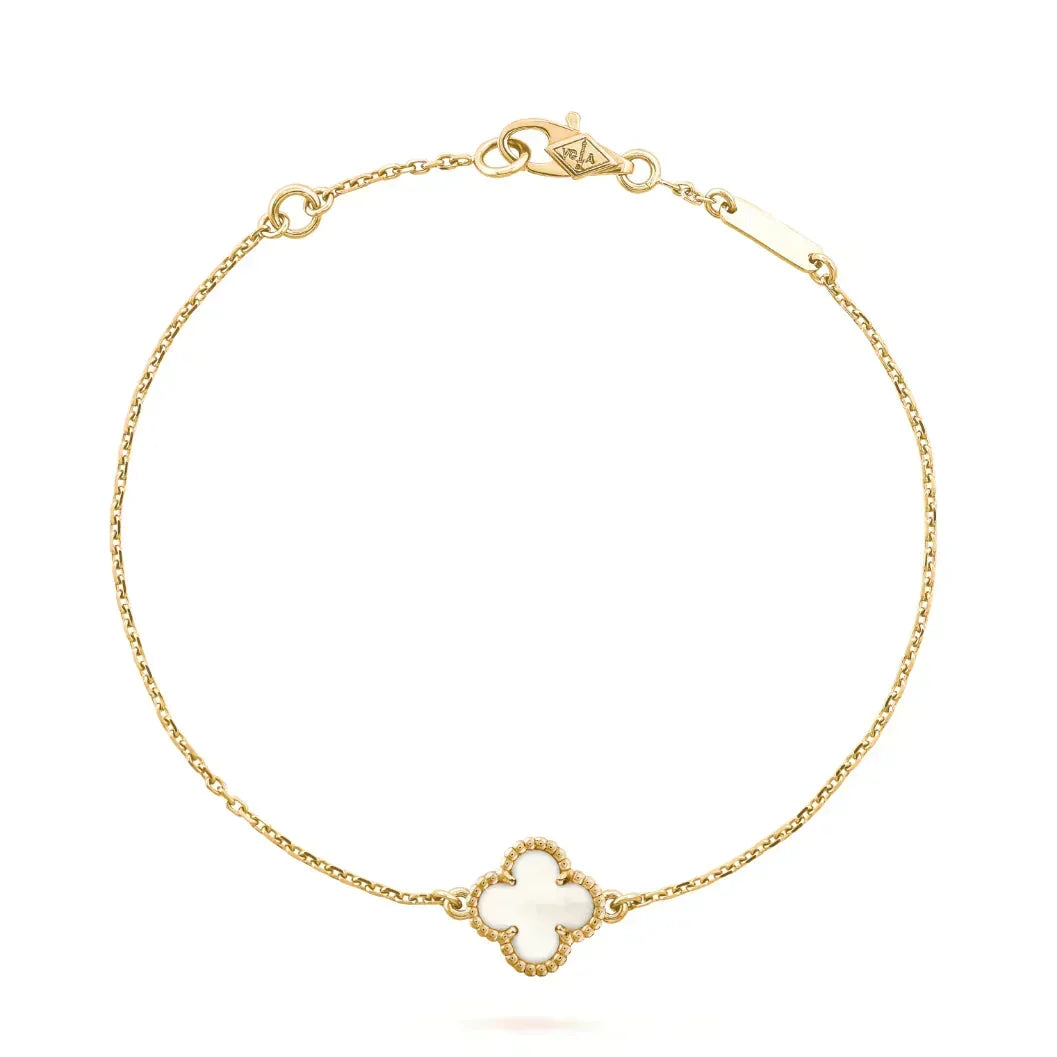 [Avelora Jewelry ]CLOVER WHITE MOP SINGLE FLOWER BRACELET