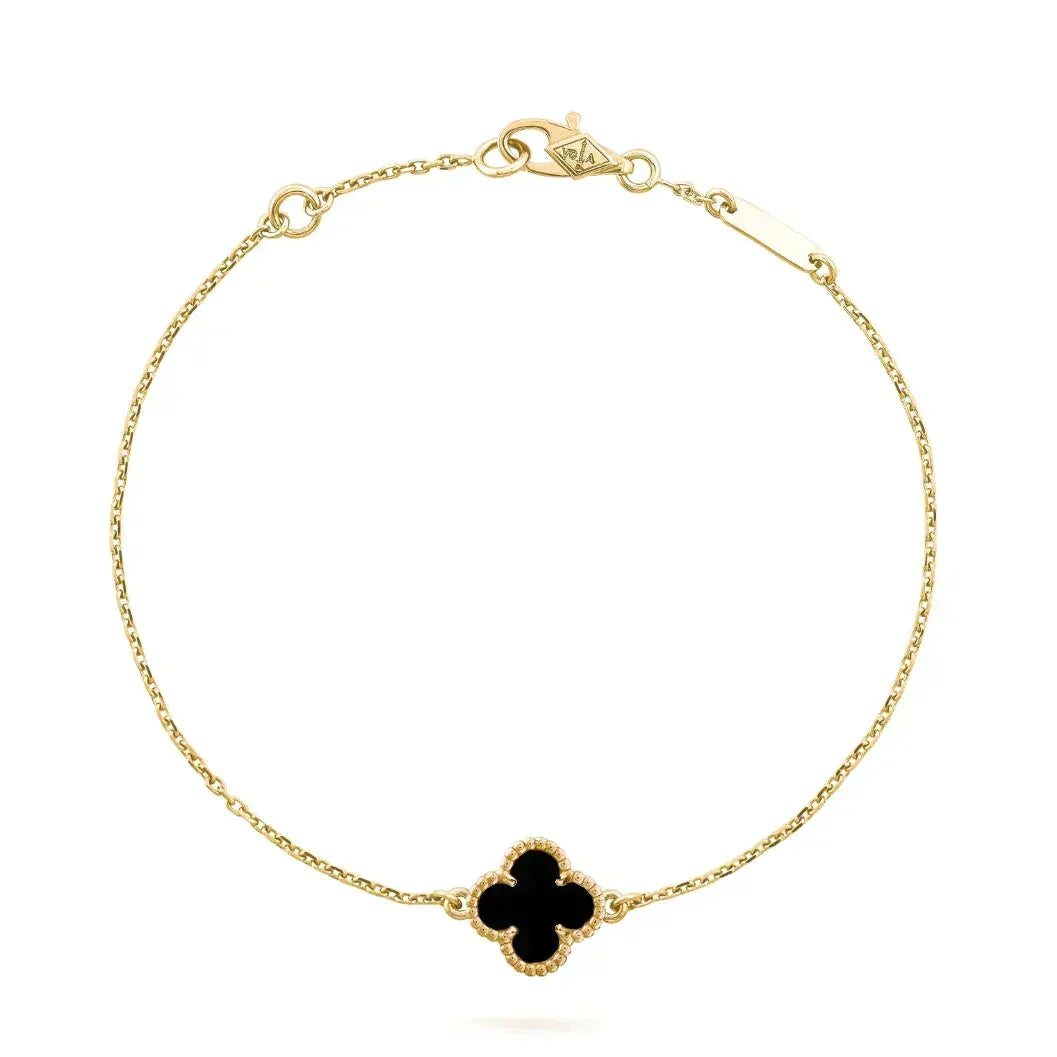 [Avelora Jewelry ]CLOVER ONYX SINGLE FLOWER BRACELET