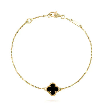 [Avelora Jewelry ]CLOVER ONYX SINGLE FLOWER BRACELET