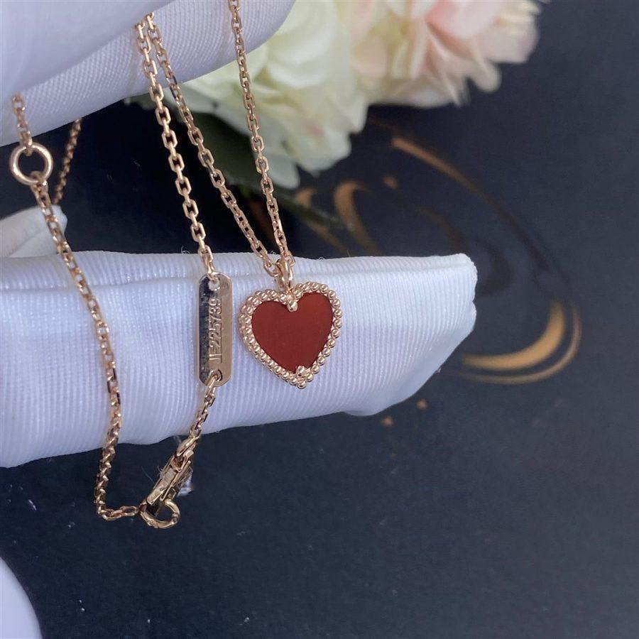[Avelora Jewelry ]SWEET CLOVER CARNELIAN HEART NECKLACE